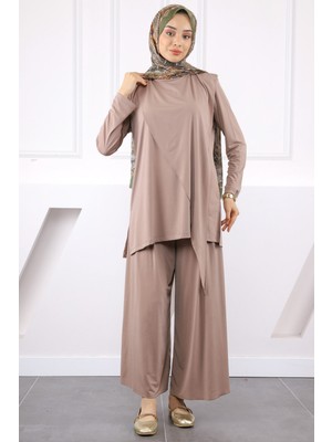 Vizon Ön Detaylı Sandy Tunik Pantolon Takım