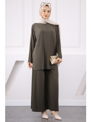 Haki Piliseli Sandy Tunik Pantolon Takım