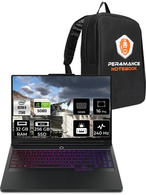 Lenovo Legion Pro 7 Core Ultra 9 275HX RTX 5080 16GB Gaming Laptop 32GB RAM 256GB SSD 16" QHD+ 240Hz FreeDOS + Per4 Çanta 83F5004STRP316