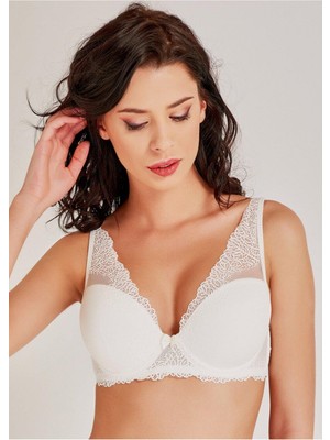 BAYAN EKRU DANTELLİ ÇIKARILABİLİR SÜNGERLİ SÜTYEN MAGIC FORM 3912