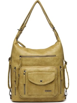 Yıkama Deri Hem Sırt Hem Omuz Kadın Çantası 21-K Barcelona 1580-7