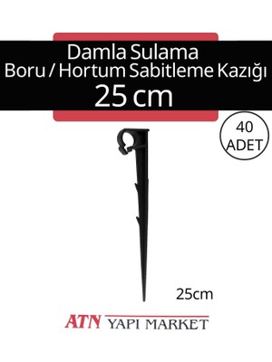 40 Adet 25CM Damla Sulama Boru Hortum Sabitleme Kazığı - Dayanıklı Plastik Sabitleyici