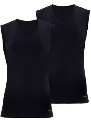 Tender Cotton 2'li V Yaka Siyah Atlet 9677