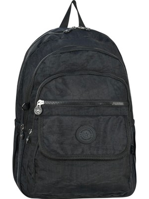 Duomino Krinkıl Suya Dayanıklı Büyük Boy Siyah Klinkır Sırt Çantası Seyahat Okul Çanta 15,6 Lise