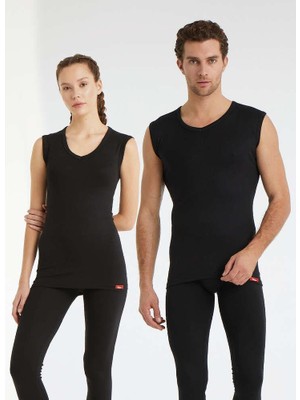 V Yaka Thermal Atlet Unisex Siyah 9243