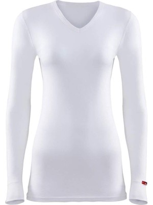 V Yaka Beyaz  Unisex Uzun Kol Thermal 1257
