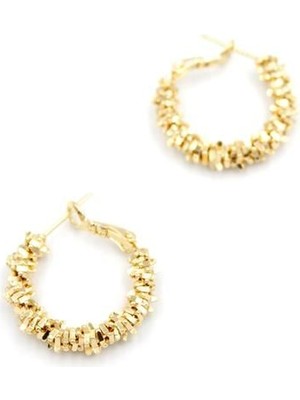 Küçük Boy Tırtıklı Küpe - Altın