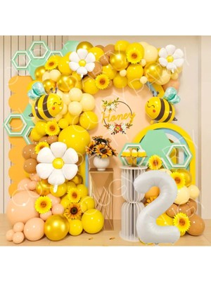 Bee Arı Konseptli Papatya Detaylı Yaş Seçenekli Doğum Günü Yeni Doğan Özel Gün Parti Kutlama Seti