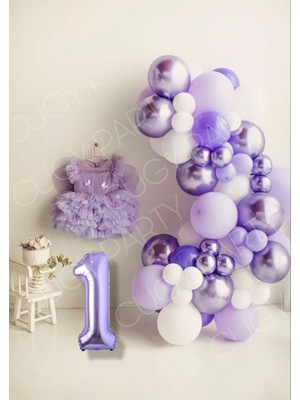 Bkmc Party Mor Lila Beyaz Balon Konsepti Kız Doğum Günü Süsü Yaş Folyolu Doğum Günü Parti Seti Süsü