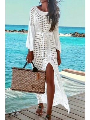 Alinn Butikk Kadın Yarasa Kol Triko Maxi Boy Pareo