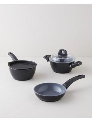 Terra Cerawell 5 Parça Mini Tencere Seti 16–16–16 cm Siyah