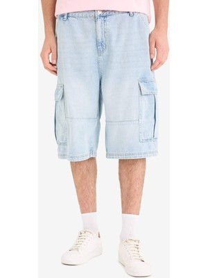 DeFacto %100 Pamuk Kargo Fit Jean Bermuda Şort F4219AX25SM