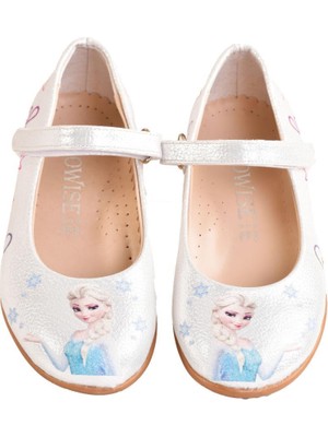Kız Çocuk Elsa Anna Ortopedik Pudra Babet Ayakkabı