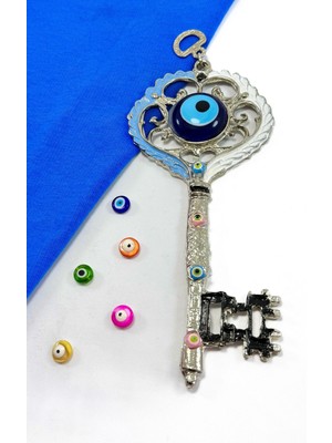 Biuti Metal Nikel Kaplama El Yapımı Cam Nazar Boncuklu Anahtar Figürlü Duvar Süsü