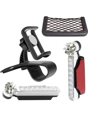 Upway 3 In 1 Araç Içi Universal Telefon Tutucu ve Organizer File Eşya Cebi Rüzgar Enerjili LED Lamba Hediyeli