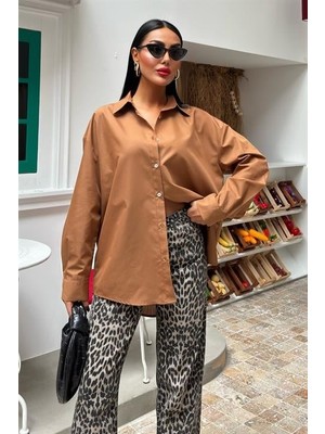 Gökyüzü Moda Klasik Oversize Poplin Gömlek 3421