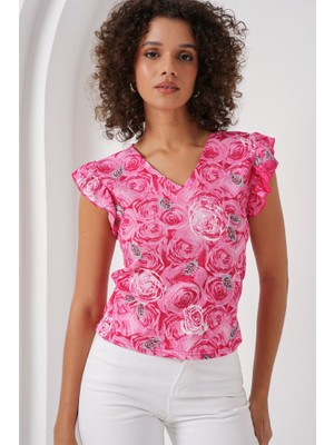 Gökyüzü Moda 0430 Örme Bluz - Pembe