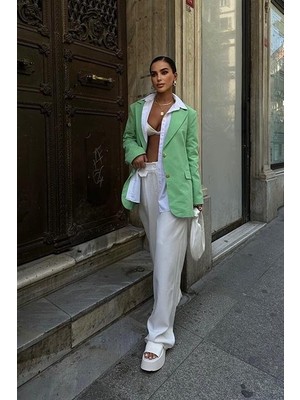 Gökyüzü Moda Agnes Blazer Keten Ceket  6105