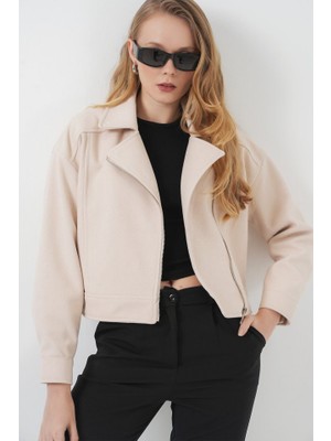 Gökyüzü Moda 0717 Kısa Kaşe Ceket - Bej
