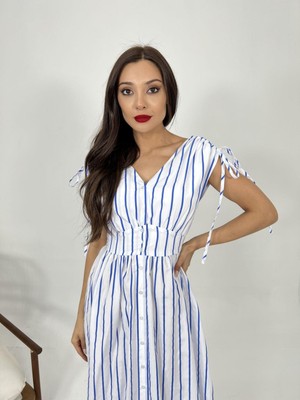 Gökyüzü Moda 5486 Elbise-Baltimore Çizgili