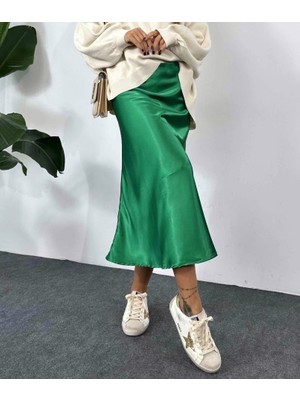 Gökyüzü Moda 15806 Saten Etek - Yeşil