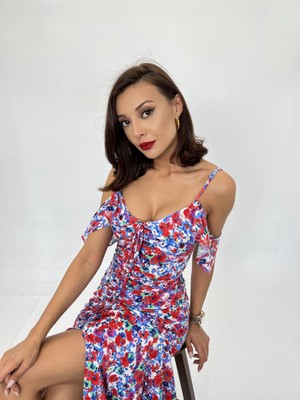 Gökyüzü Moda 6410 Elbise-Kırmızı