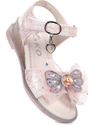 Kiko Kids Pige Fiyonklu Kız Çocuk Sandalet Ayakkabı Pudra