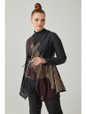Deriderim Striped Kadın Deri Ceket