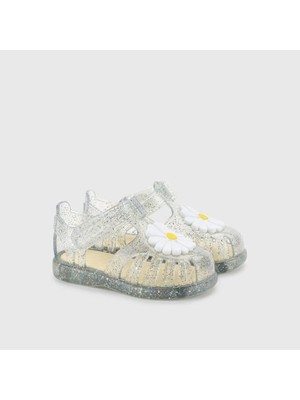 Tobby Gloss Flor Çocuk Sandalet - Simli Şeffaf