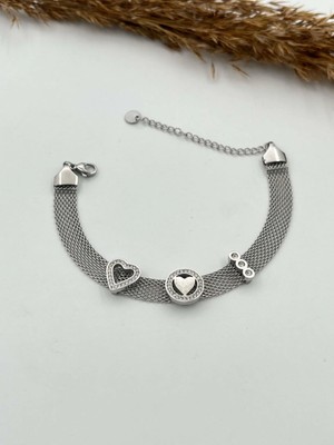 316L Çelik Silver Kadın Hasır Bileklik