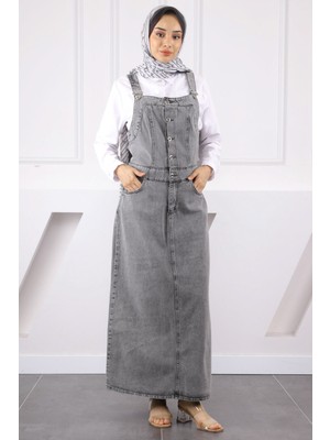 İmaj Butik Füme Cepli Kot Salopet