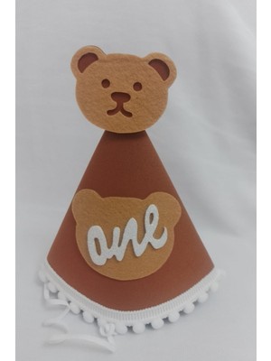 Retro Ayıcık Temalı One Şapka 1 Yaş Doğum Günü Şapkası Kukuleta One 1 Yaş Ayıcık Temalı Şapka Süsü