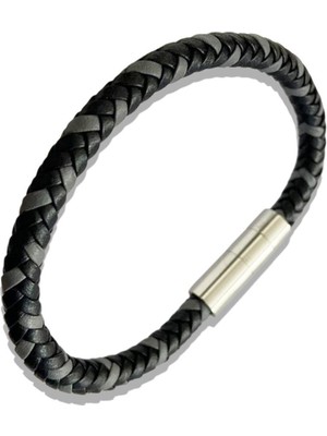 ARS167 Erkek Deri Çelik Bileklik