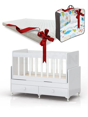 Kaktüs Avm Anne Yanı Sallanır Bebek Beşiği, Sarı Uyku Setli, Yataklı, Çekmeceli 60 x 120