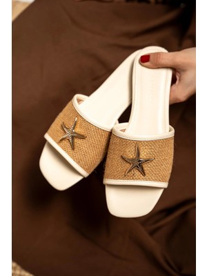 Mendez Denizyıldızı Aksesuarlı Hasır Terlik