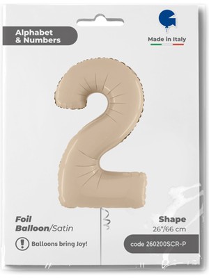 2 Rakam Satin Cream Folyo Balon 26"