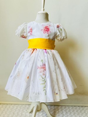 Gala Kemeri Sarı Çiçekli Çocuk Elbise