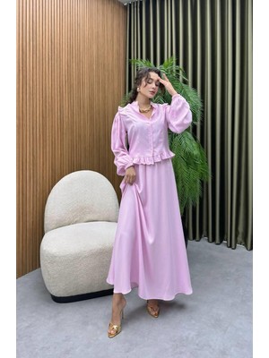 Premium Kalite Tncl (Ince Jean) Kumaş Ikili Takım Tesettür Uyumlu Gömlek Etek Ikili Takım