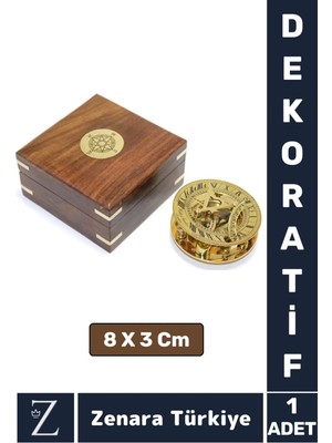 Dekoratif Koleksiyon Erkek Arkadaş Sevgililer Günü Hediye Ahşap Kutu Pirinç Güneş Saati Pusula