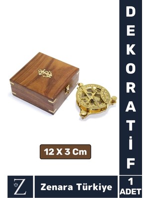 Dekoratif Koleksiyon Erkek Arkadaş Sevgili Özel Gün Hediye Ahşap Kutu Pirinç Güneş Saati Pusula