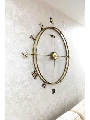 Altın Tonlu 80 cm Modern Metal Duvar Saati, Şık ve Şık Dekorasyon Için Ideal.