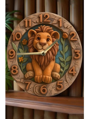 Sessiz Yuvarlak Ahşap Duvar Saati, Kuvars Hareketli, 3D ve 2d Tasarım, Çocuk Odası Için