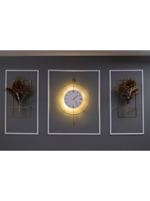 Büyük Boy 3'lü Gold Kristal Set, Kablo Gerektirmeyen Modern Duvar Saati