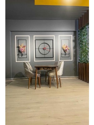 Şık 90 cm 3'lü Kare Duvar Saati, Siyah Renk, Modern Tasarım