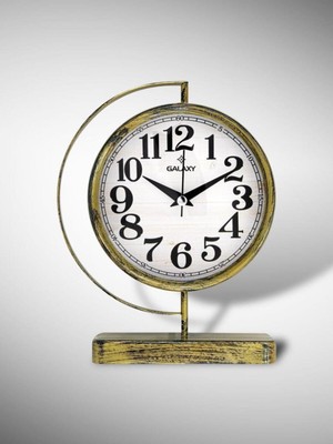 Şık Metal Masa Saati, 20 Cm, Modern Tasarım, Gold Renk, Ofis ve Ev Dekoru