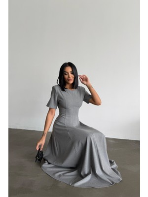 Modavera Poliviskon Elbise - Gri