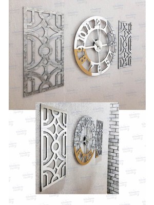 Şık 3 Parça Gümüş Renkli Latin Rakamlı Dekoratif Duvar Saati Seti