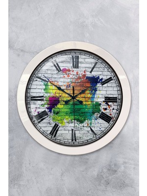 Beyaz Metal Duvar Saati, 36 Cm, Şık ve Modern Tasarım, Dekoratif Kullanım Için Ideal