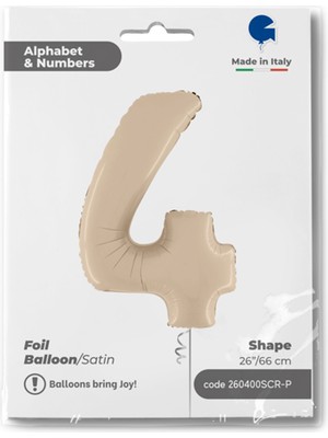 4 Rakam Satin Cream Folyo Balon 26"