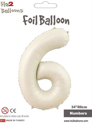 6 Rakam Krem Folyo Balon 34"